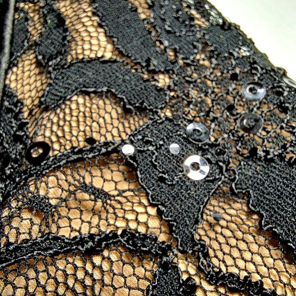 LAUREN RALPH LAUREN LACE BLACK dress Sz 2 SHEATH bodycon sequin FORMAL Holidays - Picture 7 of 13